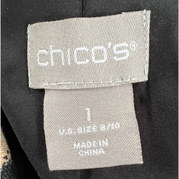 Chico’s 3/4 Sleeve Leopard Print Linen Blend Jacket Pockets Size  1 (8/10)