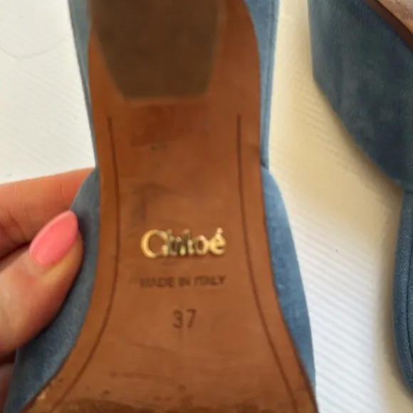 Chloé Oli 50mm suede mules - Blue size 37