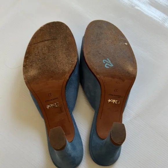 Chloé Oli 50mm suede mules - Blue size 37