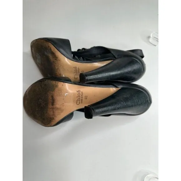 Chloe Saturina Calf Leather Strappy Women's Stiletto Heel Womens 40