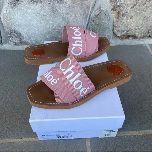 Chloe Woody Logo Slide Delicate Pink 39