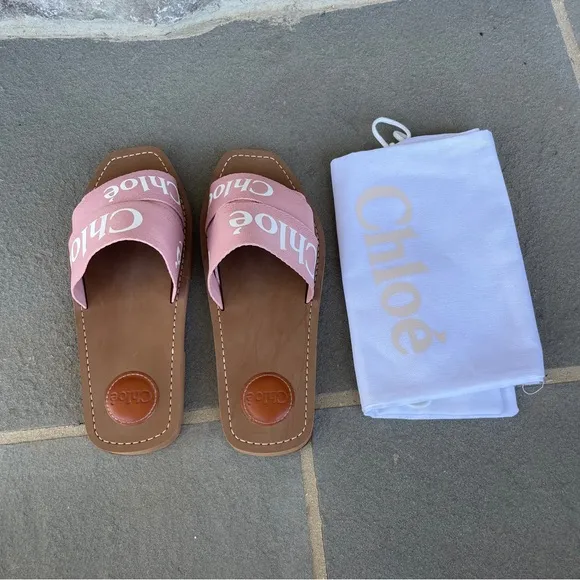 Chloe Woody Logo Slide Delicate Pink 39