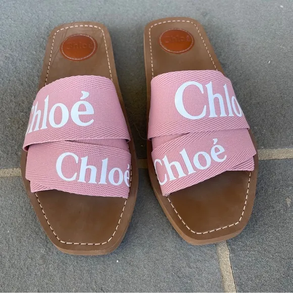 Chloe Woody Logo Slide Delicate Pink 39