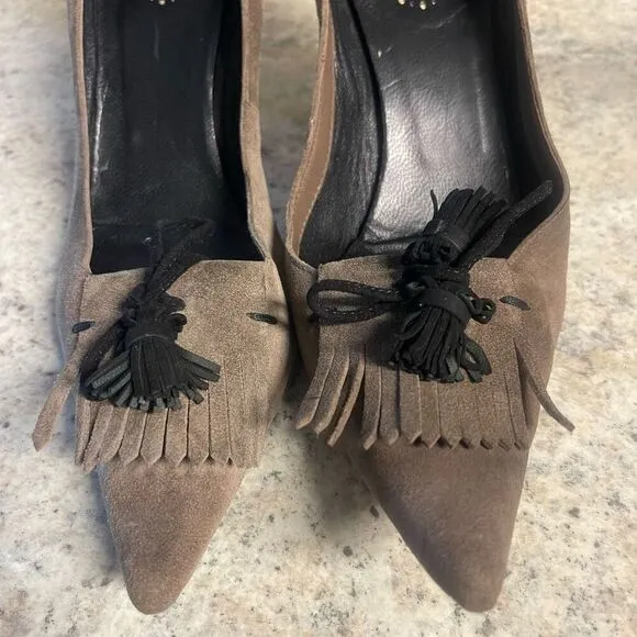 Chloe gray suede pumps