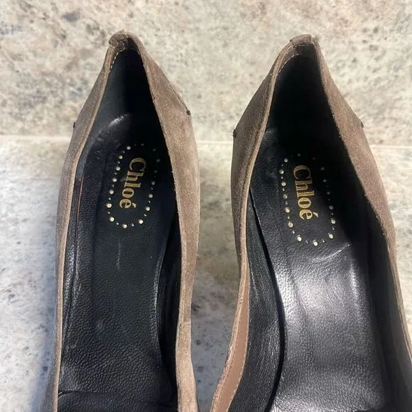 Chloe gray suede pumps