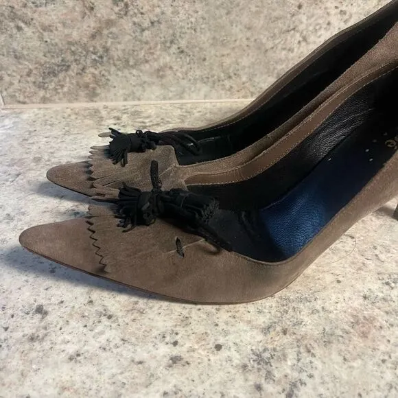 Chloe gray suede pumps