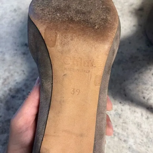 Chloe gray suede pumps