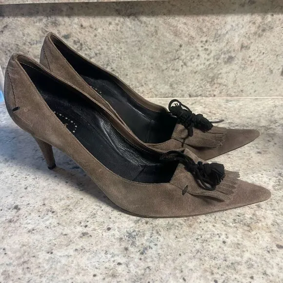 Chloe gray suede pumps