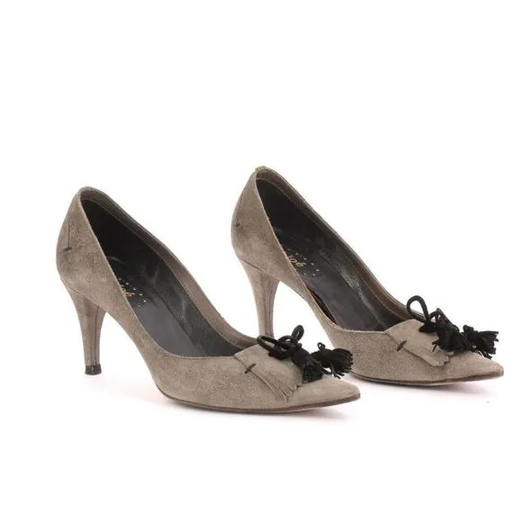 Chloe gray suede pumps