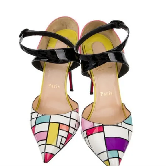 Christian Louboutin Black and Pink Artistic Heels