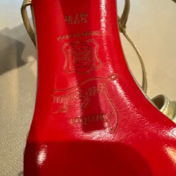 Christian Louboutin Gold Strappy Women's Heels 37.5