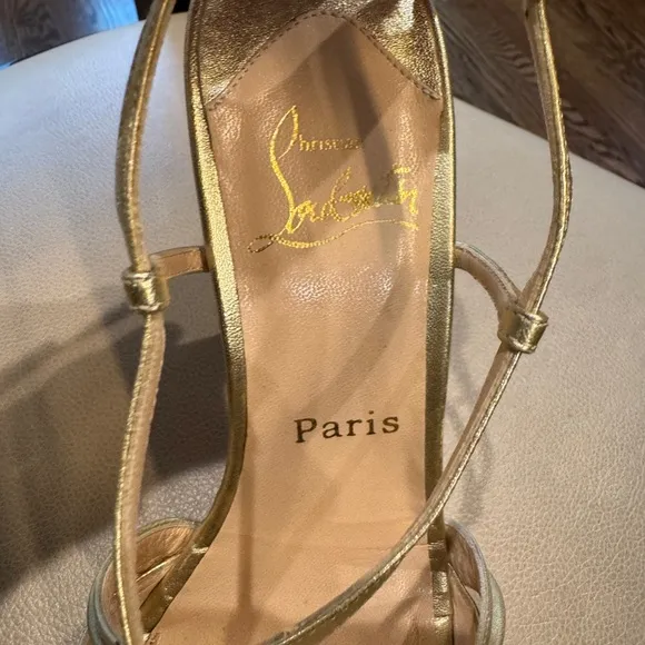 Christian Louboutin Gold Strappy Women's Heels 37.5