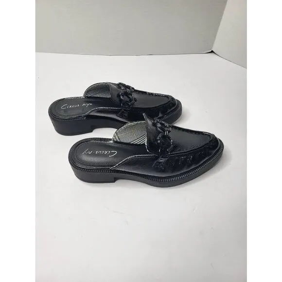 Circus by Sam Edelman Nancy Black Glossy Mules Black 7M  Pointed Toe