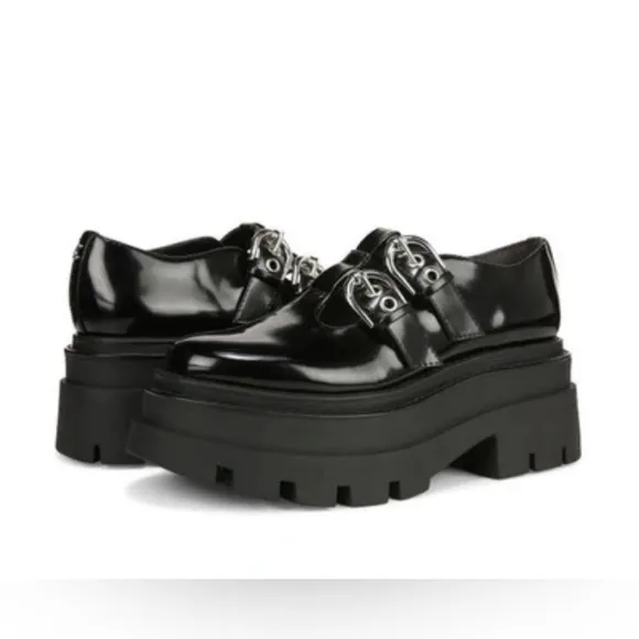 Circus NY By Sam Edelman Bryce Double Strap Mary Jane Shoe Black Shiny NIB 8.5