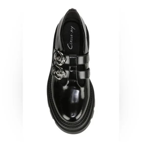 Circus NY By Sam Edelman Bryce Double Strap Mary Jane Shoe Black Shiny NIB 8.5