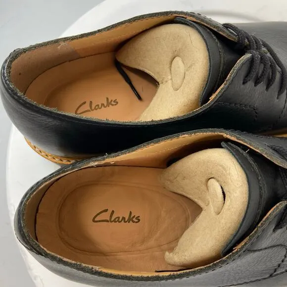 Clarks Atticus Lace Mens 8.5W Black Leather Oxfords Plain Toe Shoes