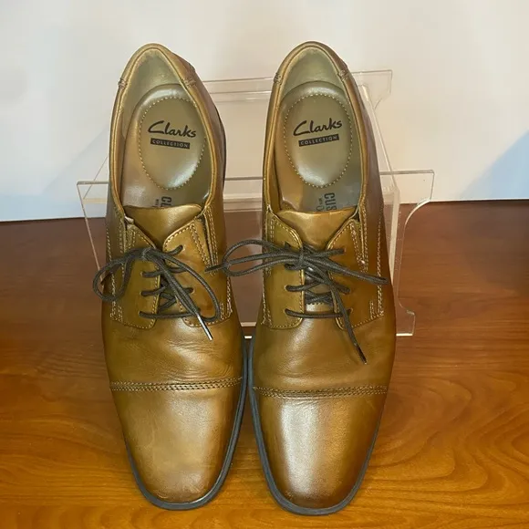 𝅺Clarks Collection Soft Cushion w/Ortholite Brown Leather Shoes Lace-Up Oxford