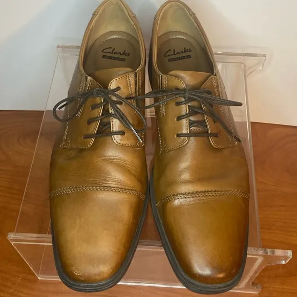 𝅺Clarks Collection Soft Cushion w/Ortholite Brown Leather Shoes Lace-Up Oxford