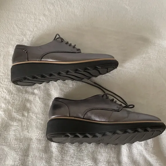 Clarks Gunmetal Gray Sharon Noel Wedge Oxfords