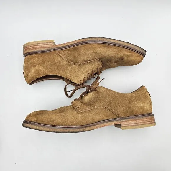 Clarks Men's Size 13 M Tan Suede Crepe Sole Casual Dress Oxfords READ