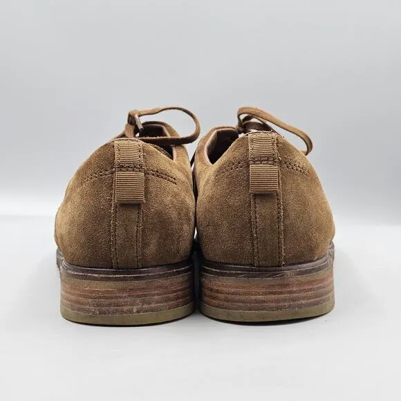 Clarks Men's Size 13 M Tan Suede Crepe Sole Casual Dress Oxfords READ