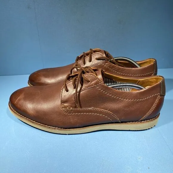 Clarks Men's Raharto Brown Leather Plain Derbys Oxfords Shoes Size 10