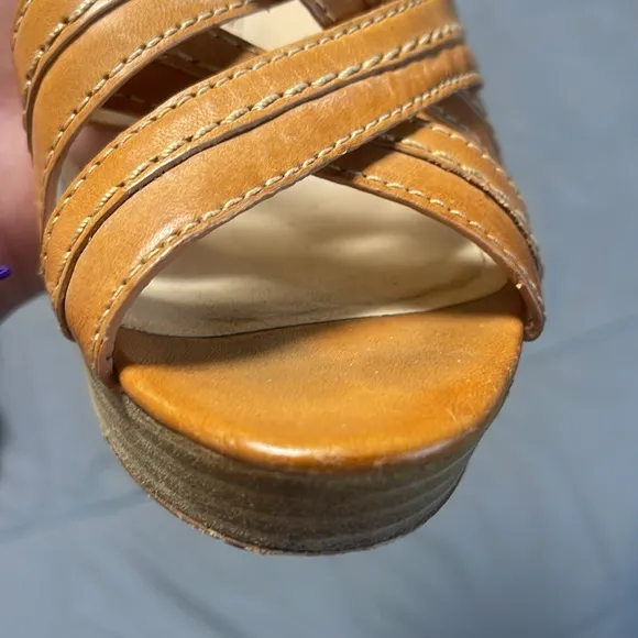 Coach Brynn Leather Tan Sling Back Strappy Heels Size 8