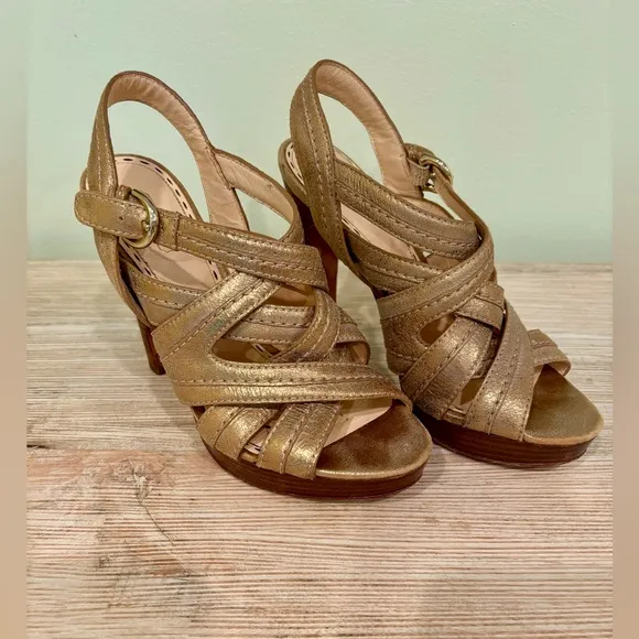 Coach Gold Strappy Heels