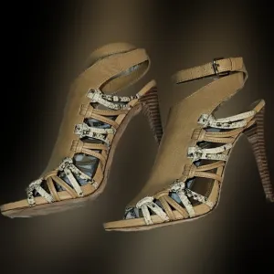 Coach Jody Strappy Stiletto Heel 7.5 B or 37Eu Python Print
