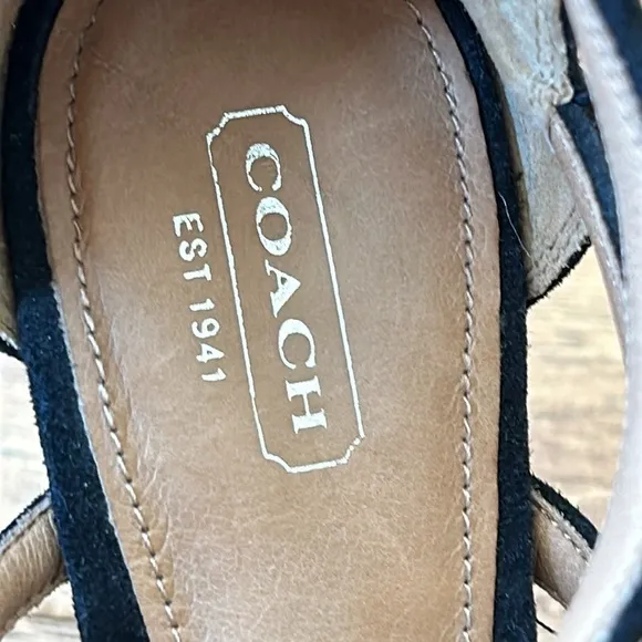 Coach Lavania Strappy Suede Leather Heels Black Women's Size 9
