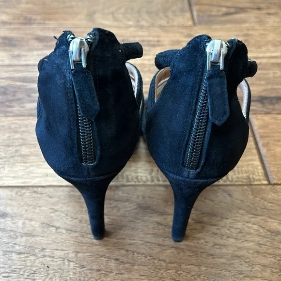 Coach Lavania Strappy Suede Leather Heels Black Women's Size 9