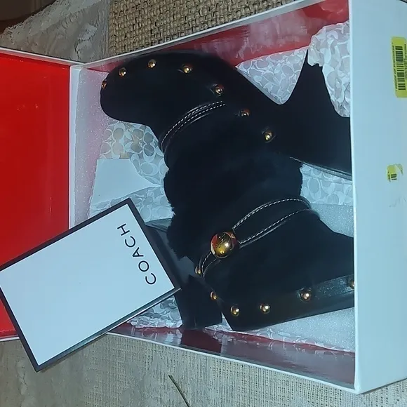 Coach Platform Ivanka Suede Mules Size 8