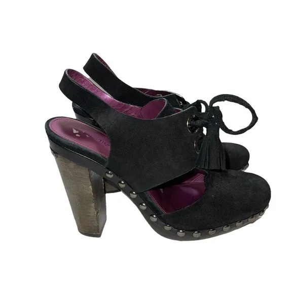 Coach Poppy Rena Platform Suede Mules Tie Sling Woman Shoes Size 9.5