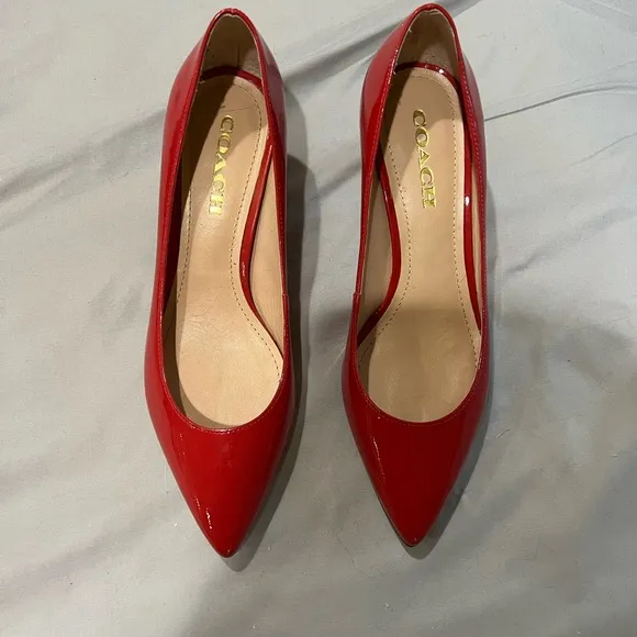Coach Red Heels Elegant Pointed-Toe Pumps