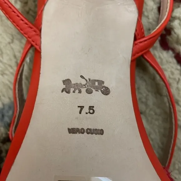 Coach red orange sandal style heels Size 7.5