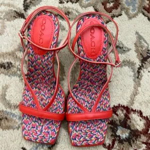 Coach red orange sandal style heels Size 7.5