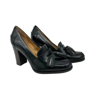 Coach Stella Black Leather Pumps Moc Tassel Loafer Heels Womens Size 7