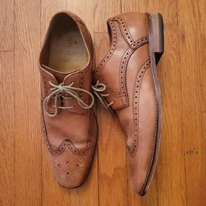 Cole Haan Air 12M Tan Brown Leather Dress Shoes Wingtips GIRALDO
