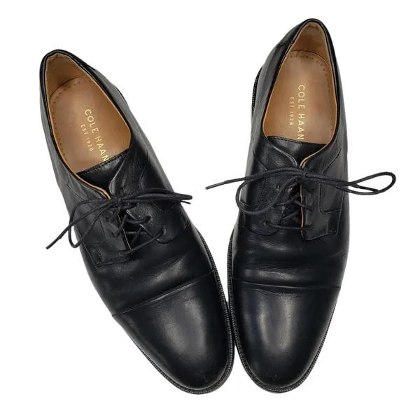 Cole Haan | Black Leather Neutral Business Casual Lace Up Dress Shoes Men's 9