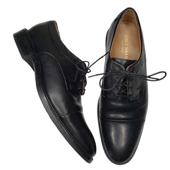Cole Haan | Black Leather Neutral Business Casual Lace Up Dress Shoes Men's 9