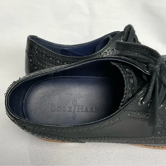 Cole Haan Black Leather Oxford Wingtip Dress Shoes Sz 9.5 M Classic Preppy