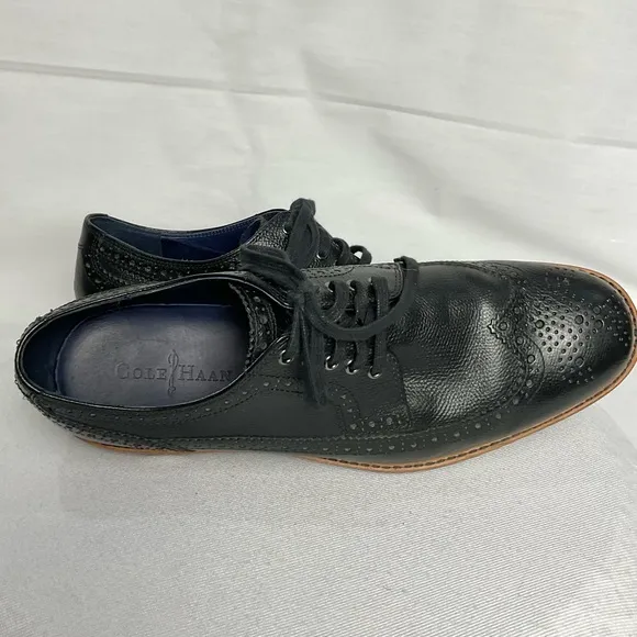 Cole Haan Black Leather Oxford Wingtip Dress Shoes Sz 9.5 M Classic Preppy