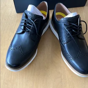 Cole Haan Black Leather Wingtip Oxfords