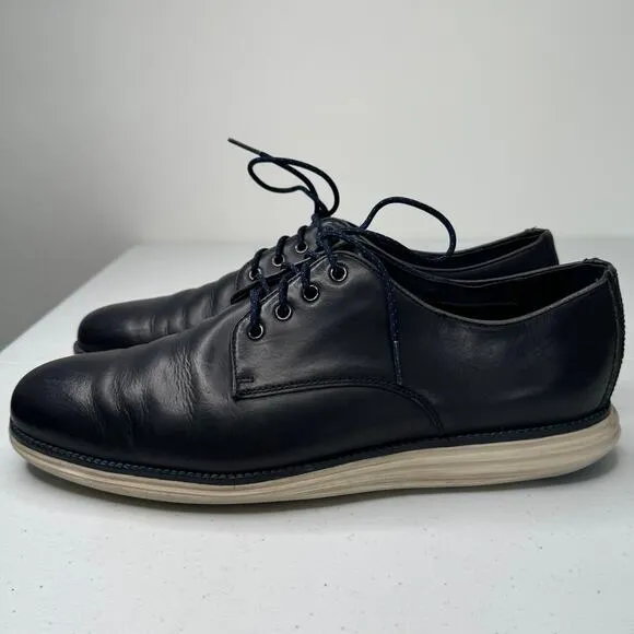 Cole Haan C22766 Mens Dark Blue Leather Grand OS Plain Toe Oxfords, Size 12