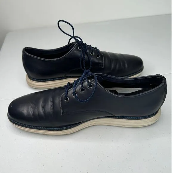 Cole Haan C22766 Mens Dark Blue Leather Grand OS Plain Toe Oxfords, Size 12