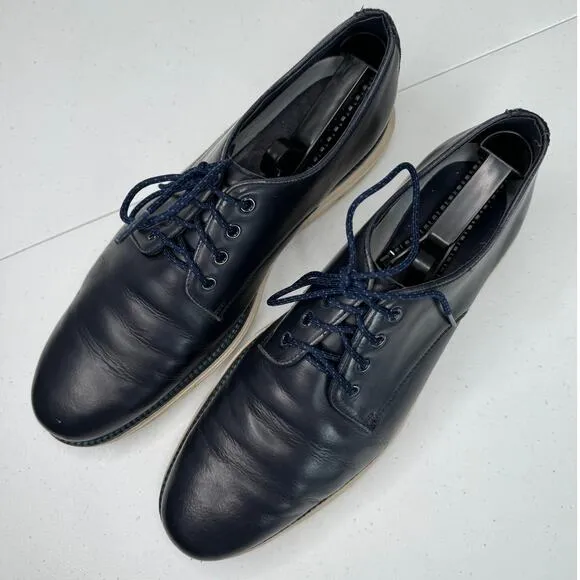 Cole Haan C22766 Mens Dark Blue Leather Grand OS Plain Toe Oxfords, Size 12