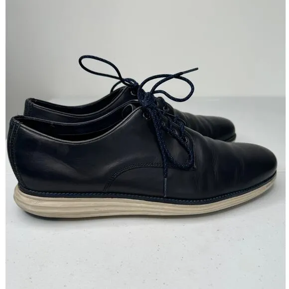 Cole Haan C22766 Mens Dark Blue Leather Grand OS Plain Toe Oxfords, Size 12