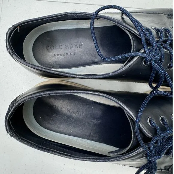Cole Haan C22766 Mens Dark Blue Leather Grand OS Plain Toe Oxfords, Size 12