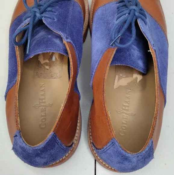 Cole Haan Christy Wedge Men's Suede Leather Two-Tone Oxfords Dress Shoes Sz 13