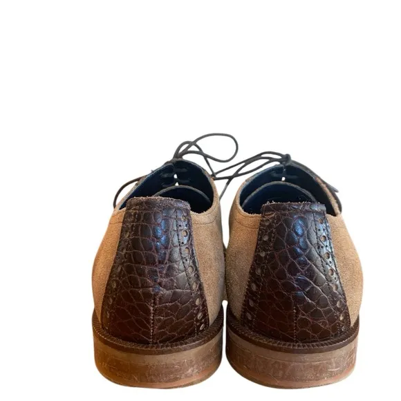Cole Haan Embossed Alligator Suede Brown Tan Men’s Oxfords Shoes Size 8.5 M